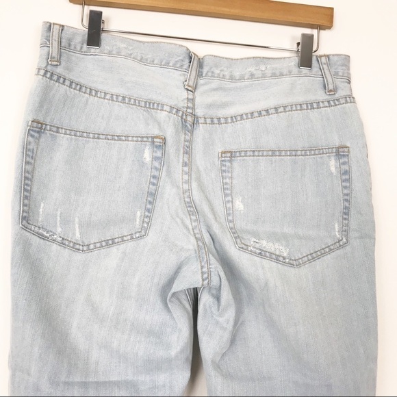LONDONJEAN Light Wash High Waist Boyfriend Jeans 8 Distressed Casual - Picture 6 of 8